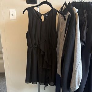 H&M Black Ruffle Chiffon Dress
